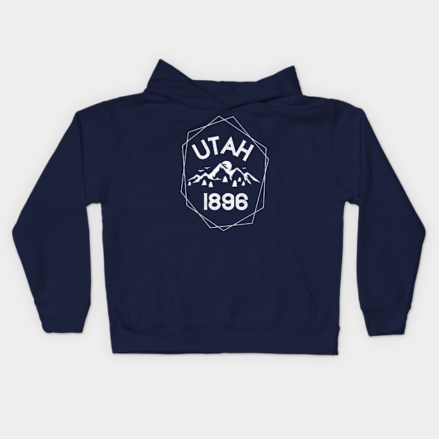 Utah 1896 Mountains Kids Hoodie by MalibuSun